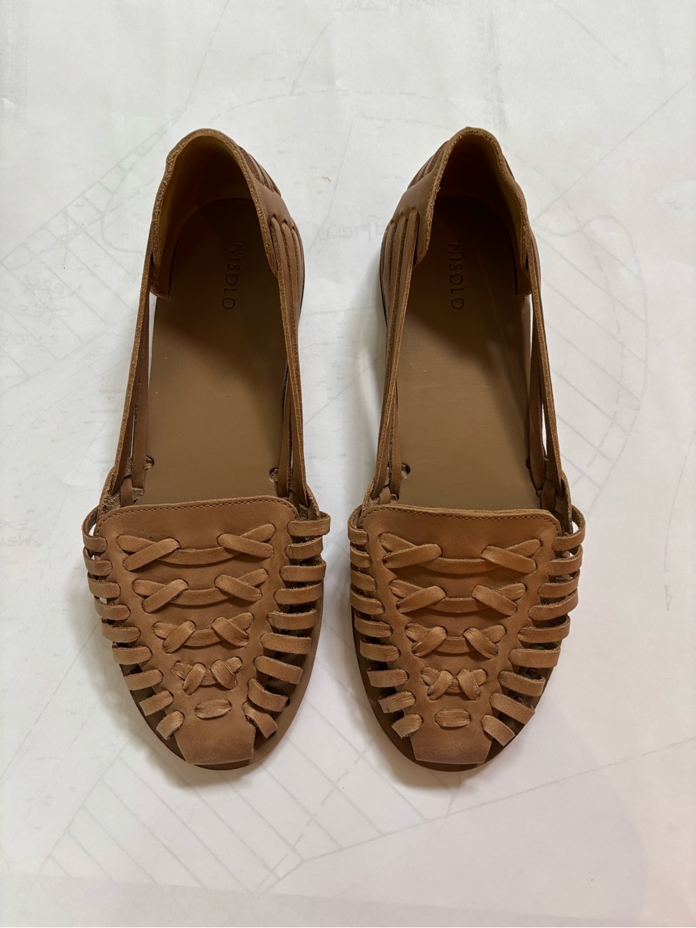 Nisolo Tan Woven Huarache Flats
